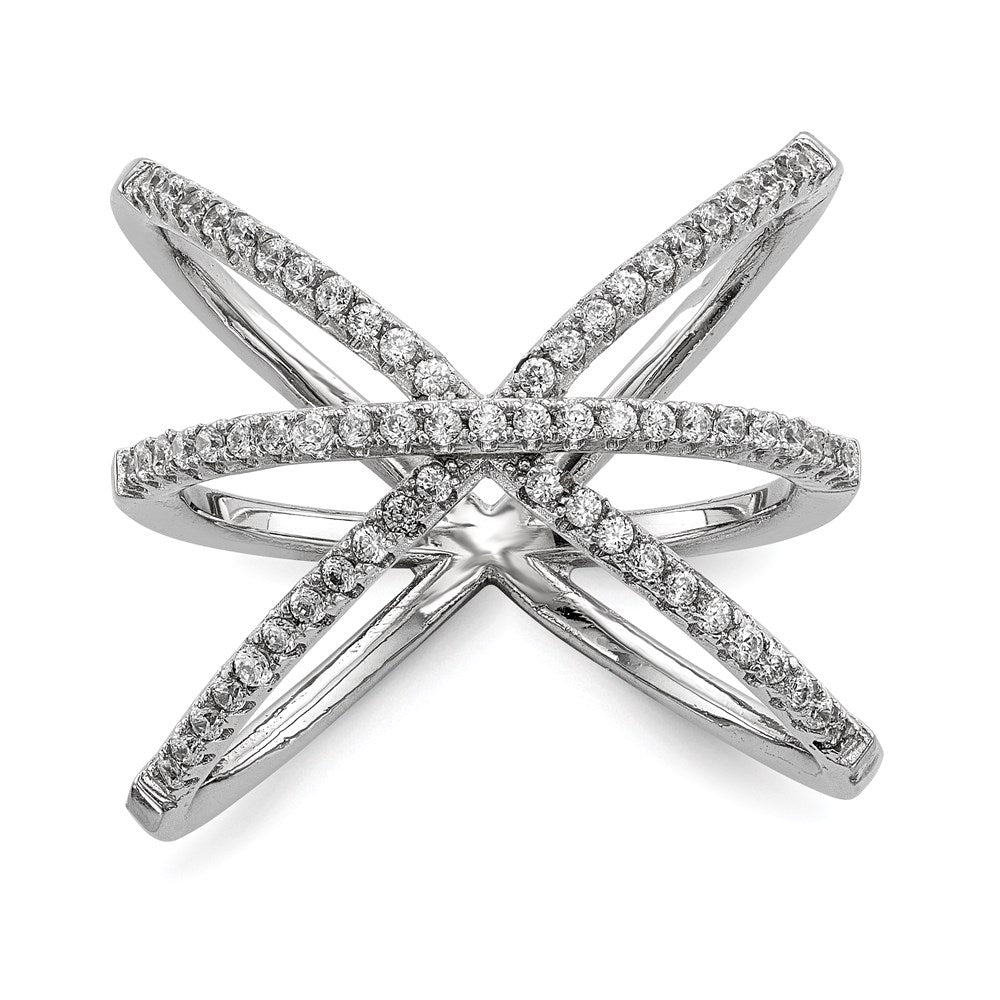 Sterling Silver Rhodium-plated CZ Ring
