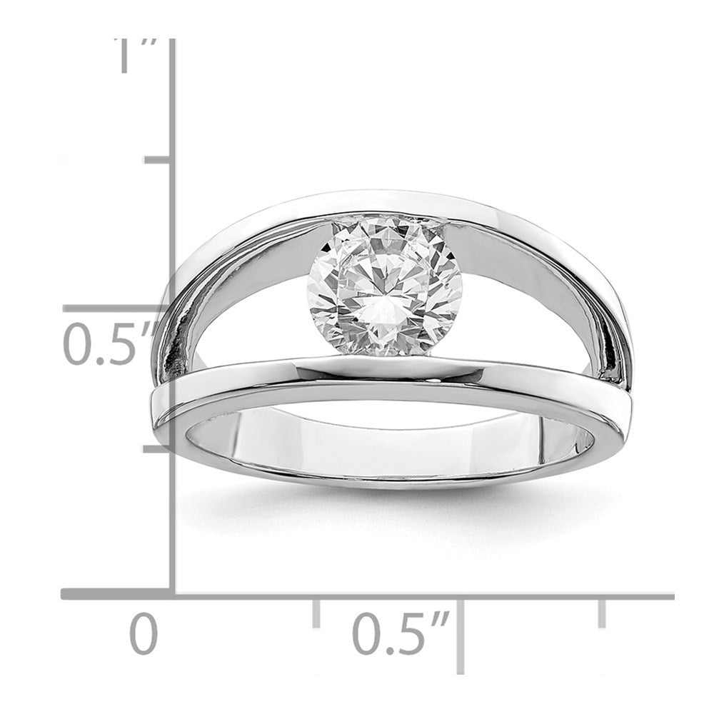 Sterling Silver Rhodium-plated CZ Ring