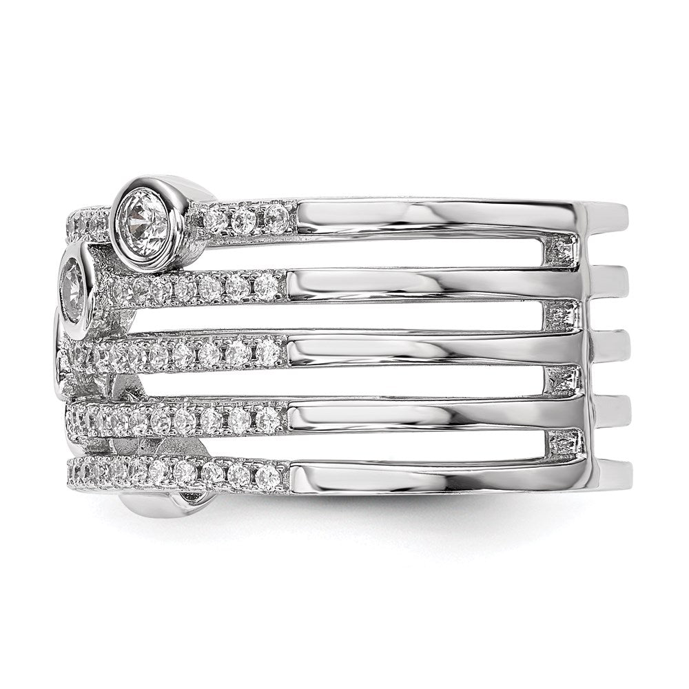 Sterling Silver Rhodium-plated CZ Ring