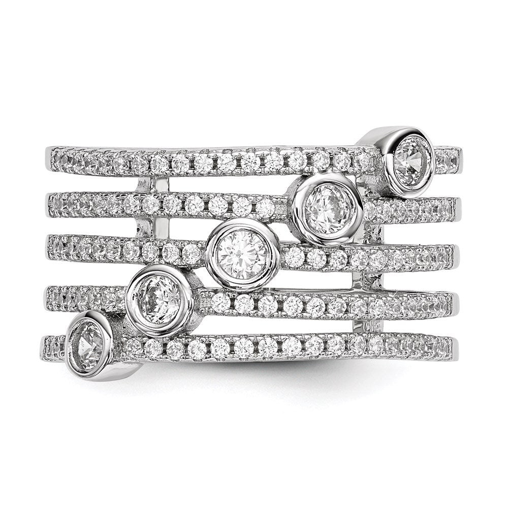 Sterling Silver Rhodium-plated CZ Ring