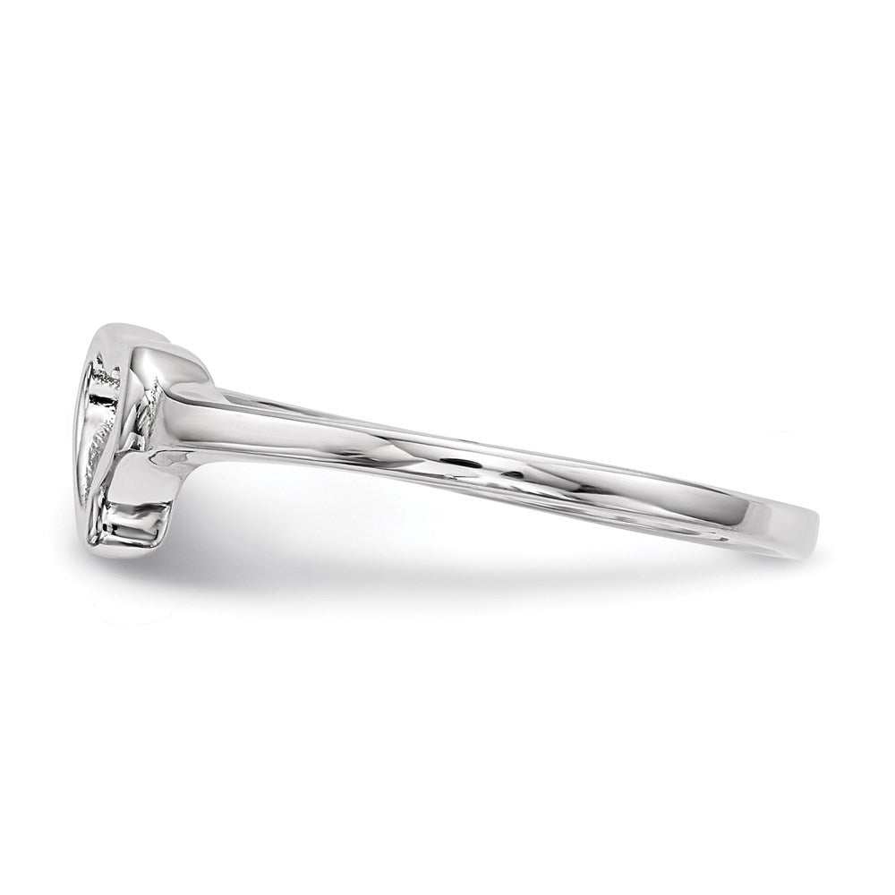 Sterling Silver Rhodium-plated Open Heart CZ Polished Ring
