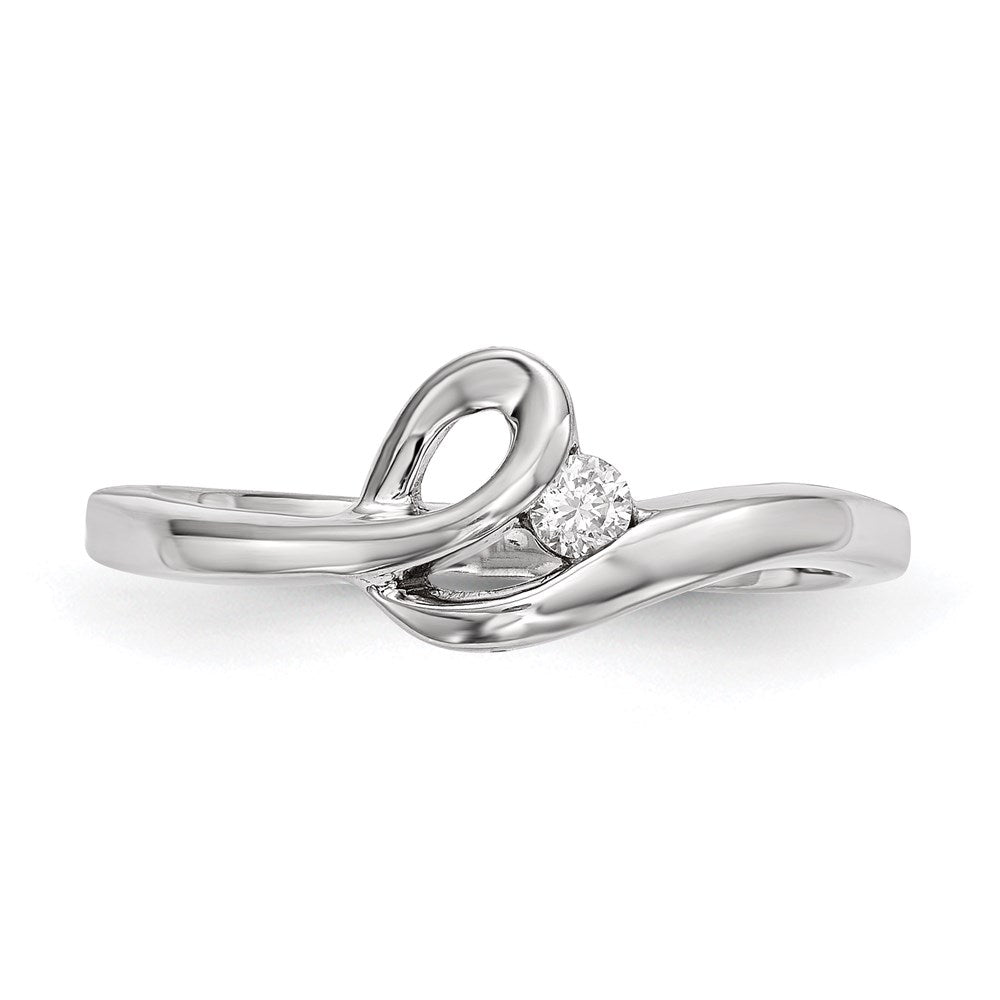 Sterling Silver Rhodium-plated Polished with CZ Ring