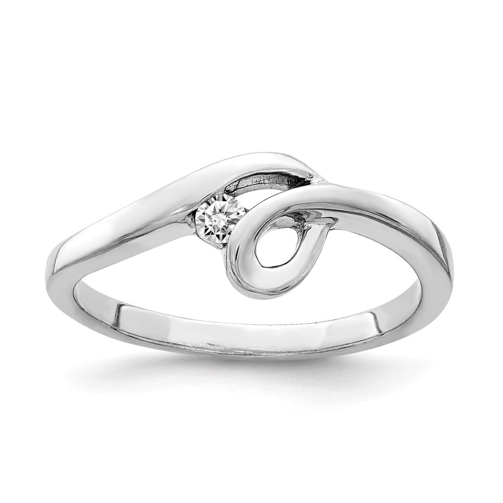 Sterling Silver Rhodium-plated Polished with CZ Ring