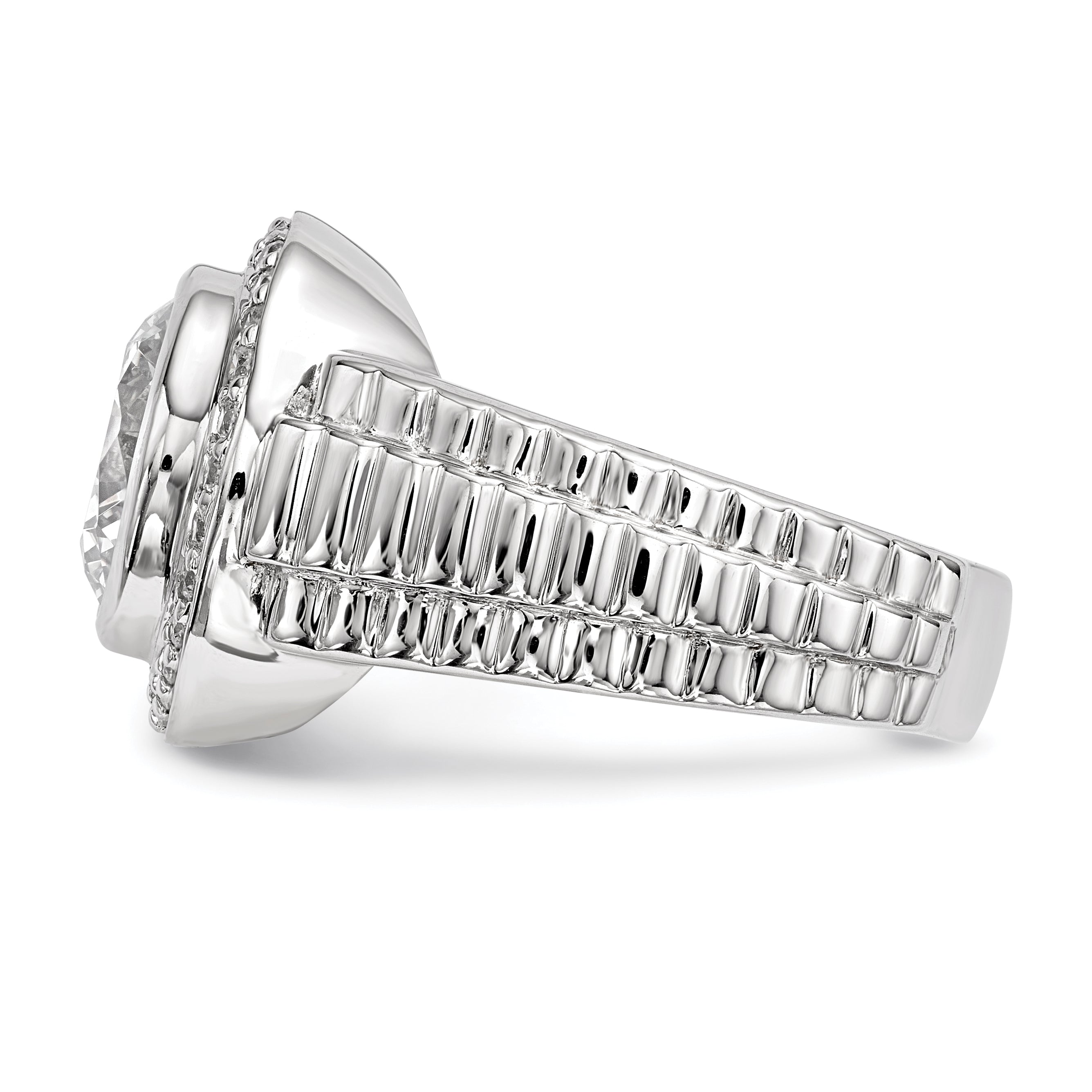 Sterling Silver Rhodium-plated Mens CZ Ring
