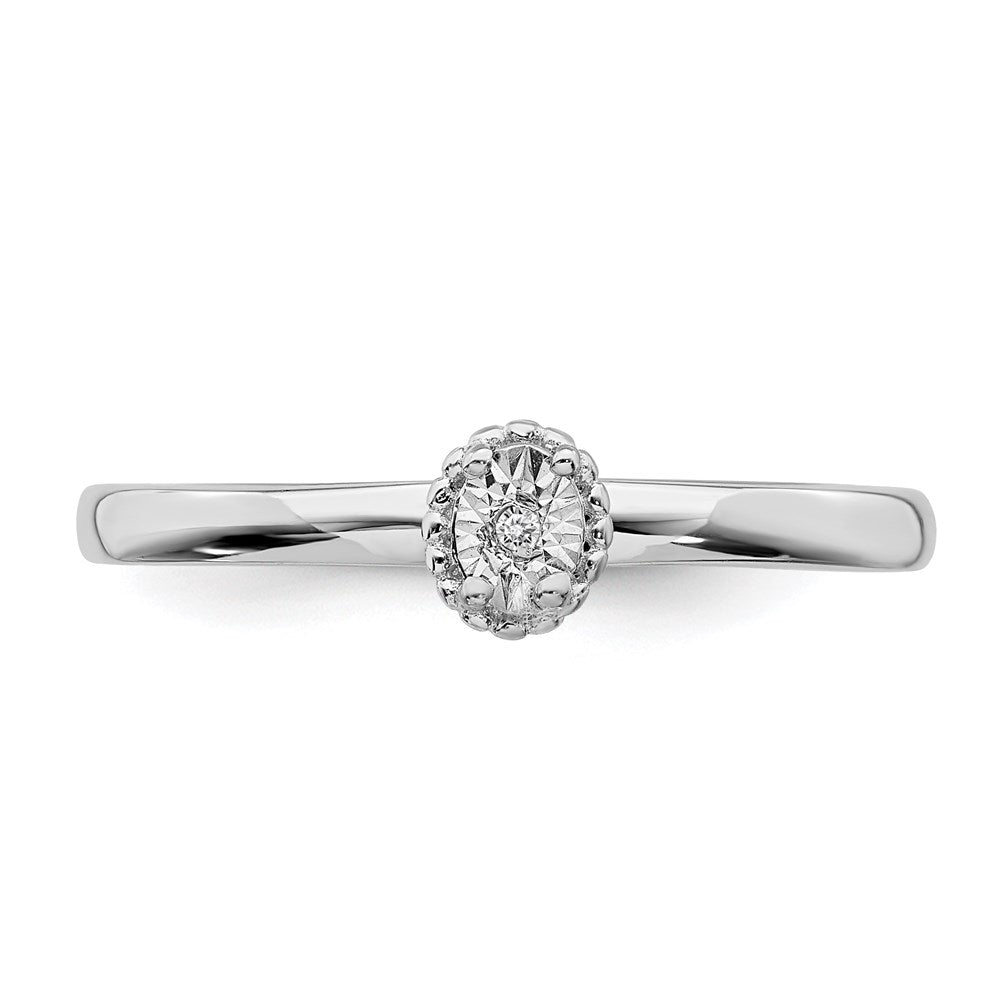 Sterling Silver Rhodium Plated Polished Diamond Ring