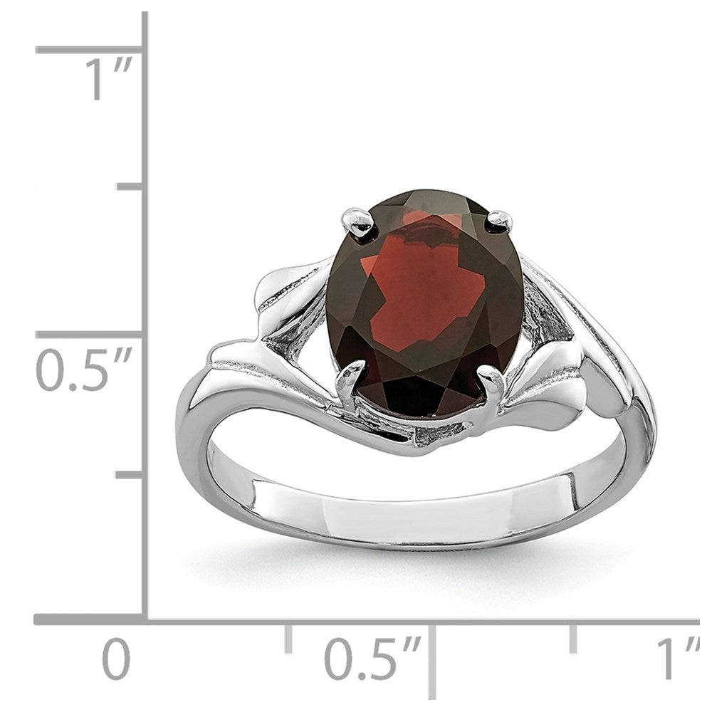 Sterling Silver Rhodium-plated Garnet Ring
