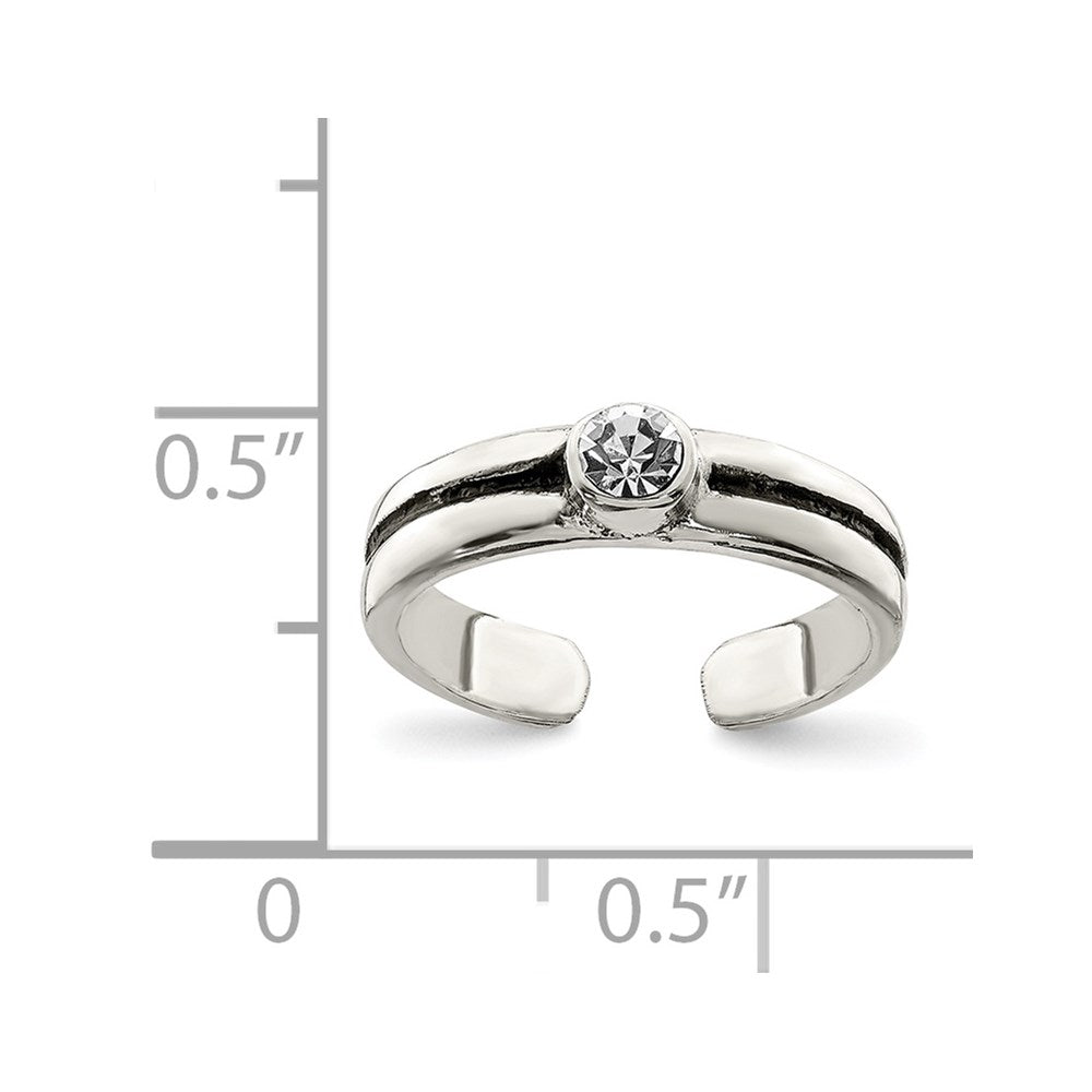 Sterling Silver CZ Antiqued Toe Ring