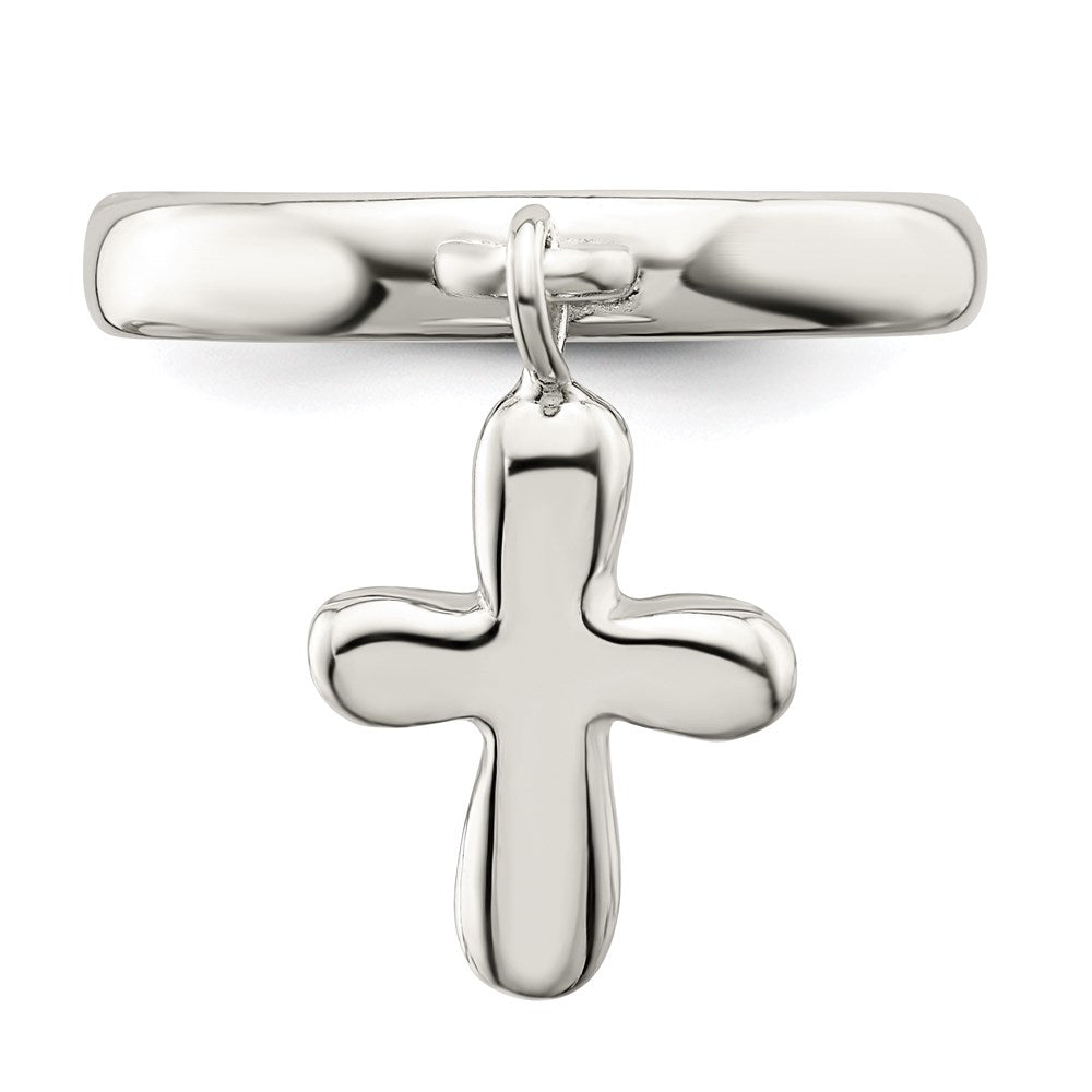 Sterling Silver Solid Cross Dangle Ring