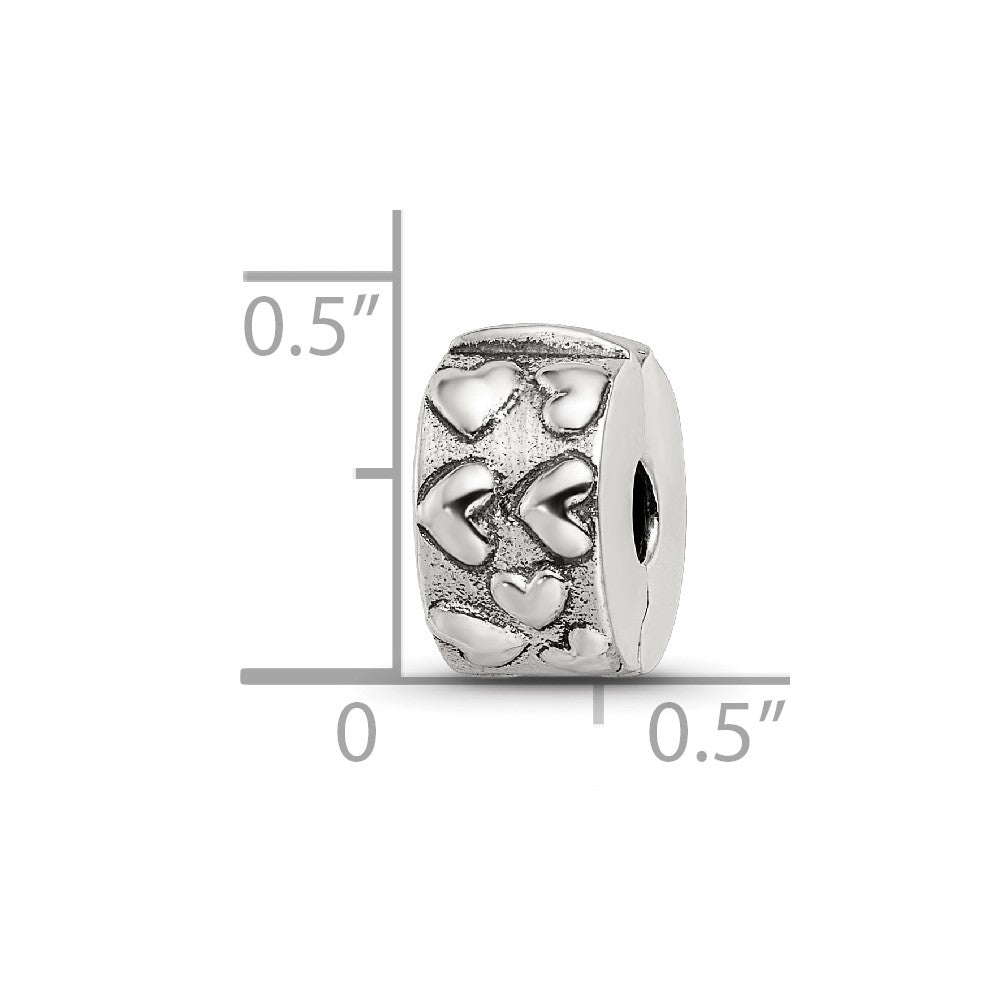 Sterling Silver Reflections Hinged Hearts Clip Bead