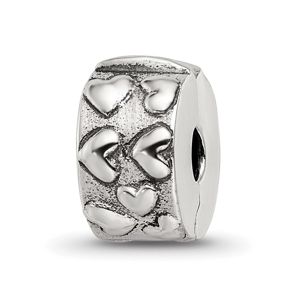Sterling Silver Reflections Hinged Hearts Clip Bead