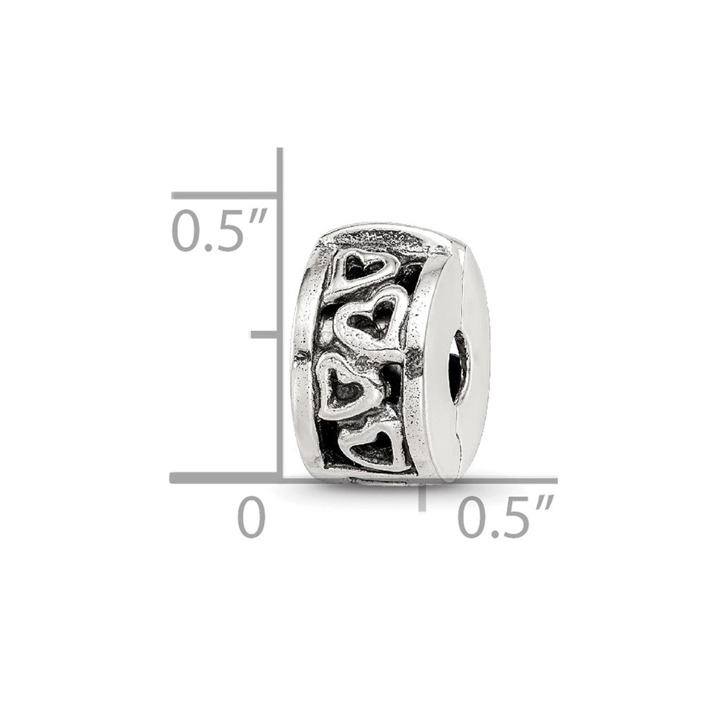 Sterling Silver Reflections Hinged Hearts Clip Bead