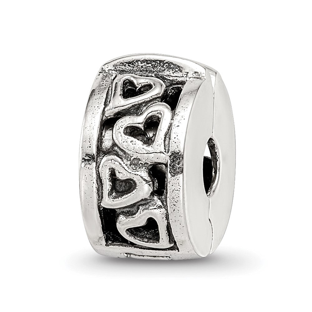 Sterling Silver Reflections Hinged Hearts Clip Bead