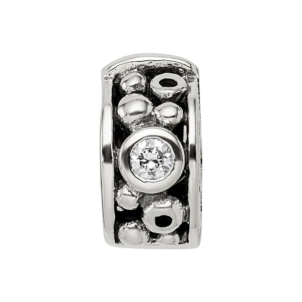Sterling Silver Reflections Hinged CZ & Dots Clip Bead
