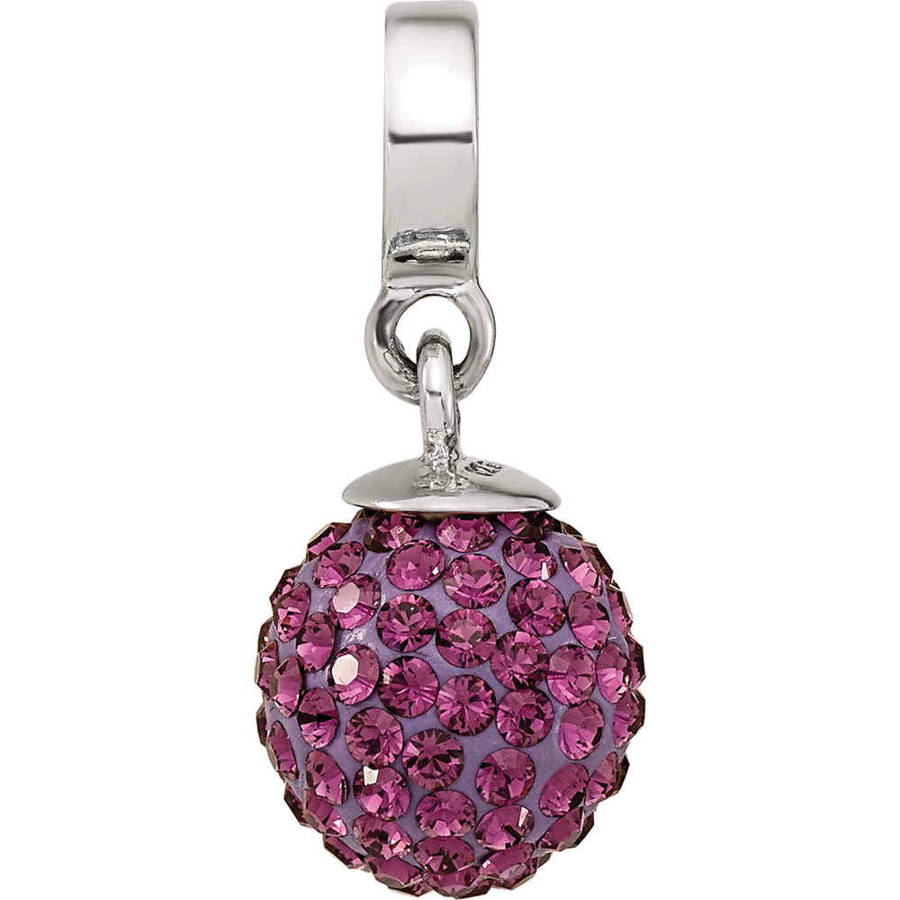 Sterling Silver Reflections Feb Preciosa Crystal Ball Dangle Bead