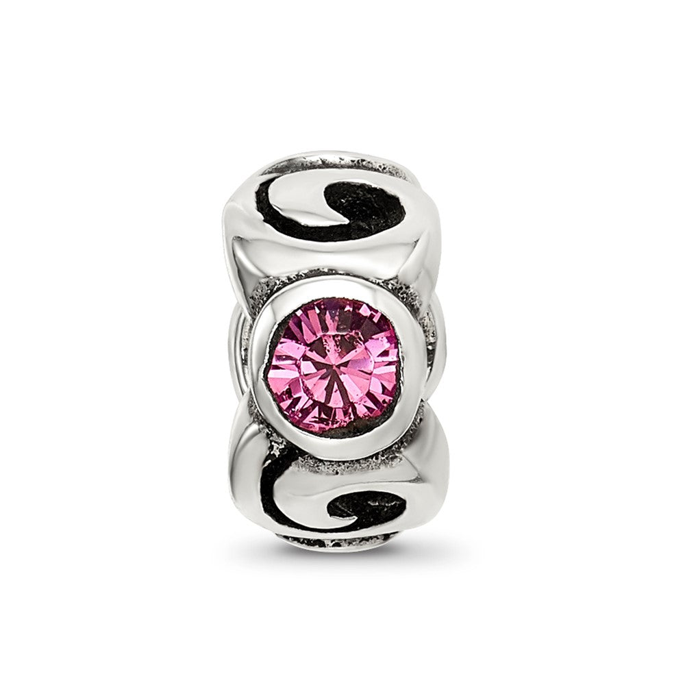Sterling Silver Reflections October Pink Preciosa Crystal Birthstone Bead