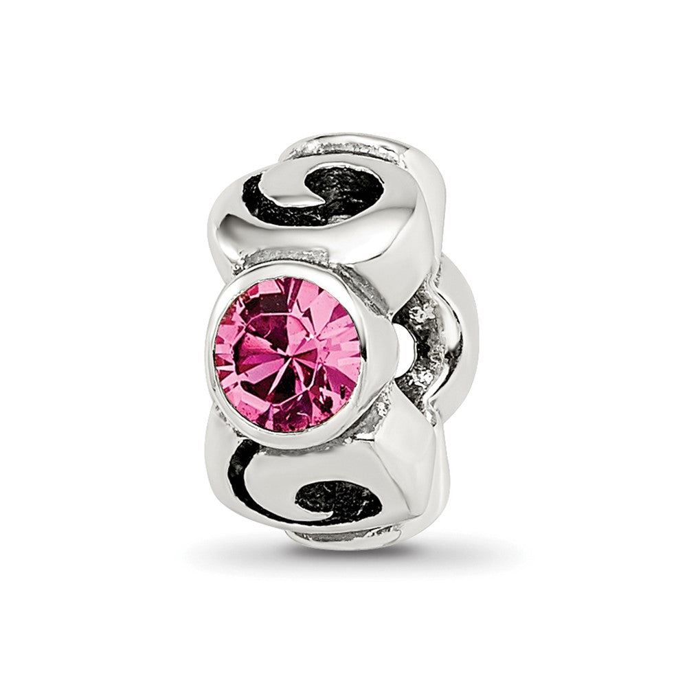 Sterling Silver Reflections October Pink Preciosa Crystal Birthstone Bead