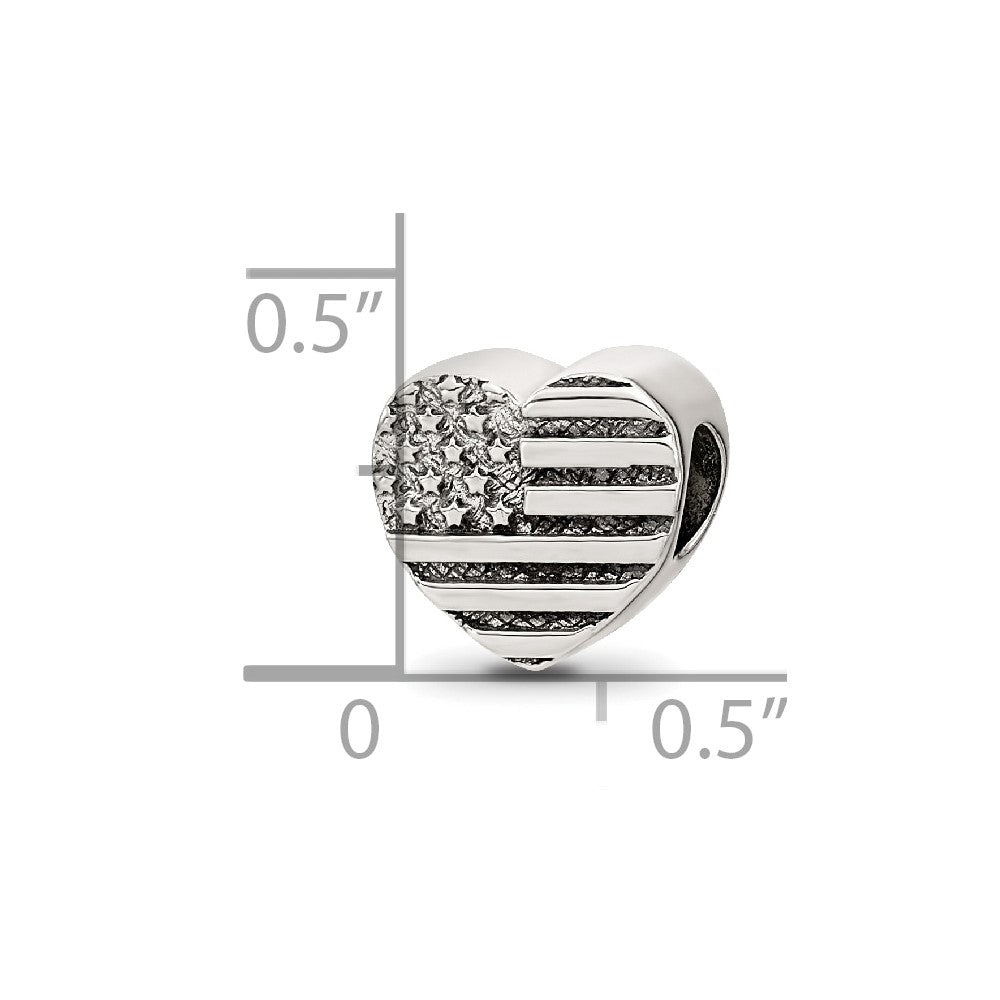 Sterling Silver Reflections Heart Flag Bead