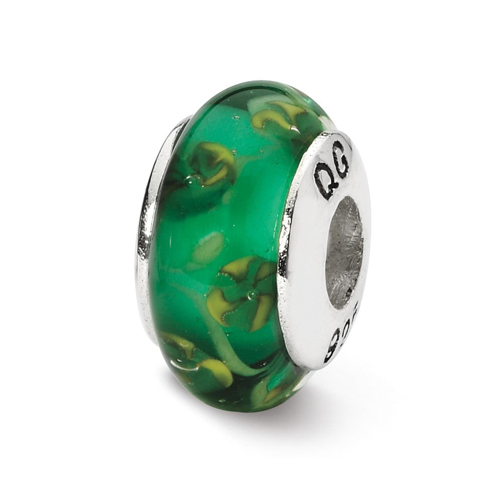 Sterling Silver Reflections Green Hand-blown Glass Bead