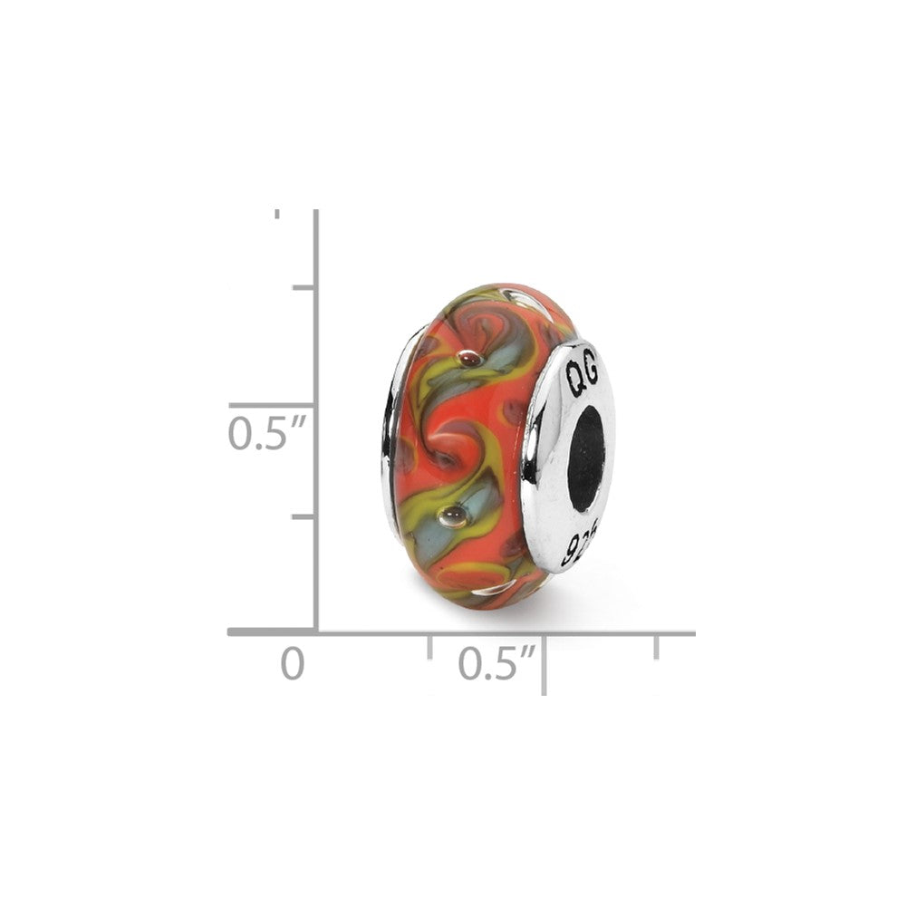 Sterling Silver Reflections Red/Teal Swirl Hand-blown Glass Bead