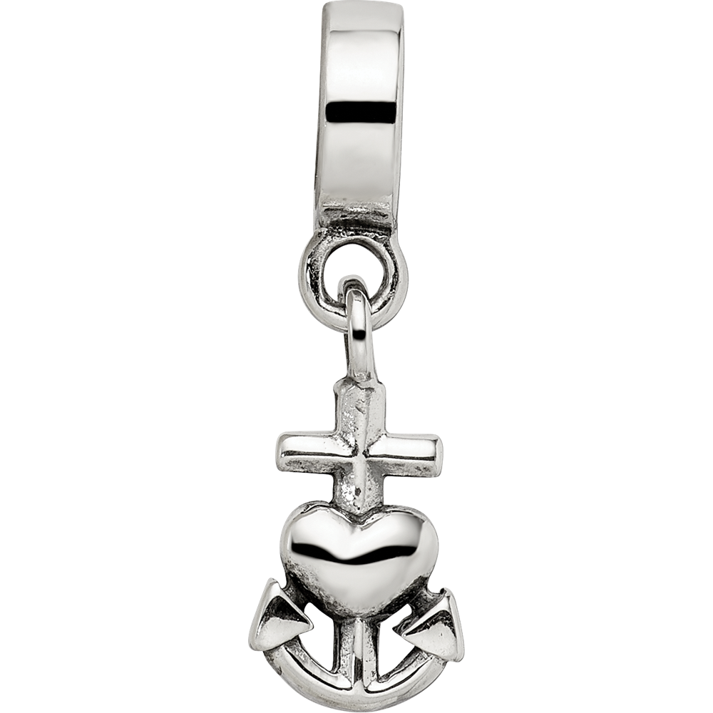 Sterling Silver Reflections Heart, Cross & Anchor Dangle Bead