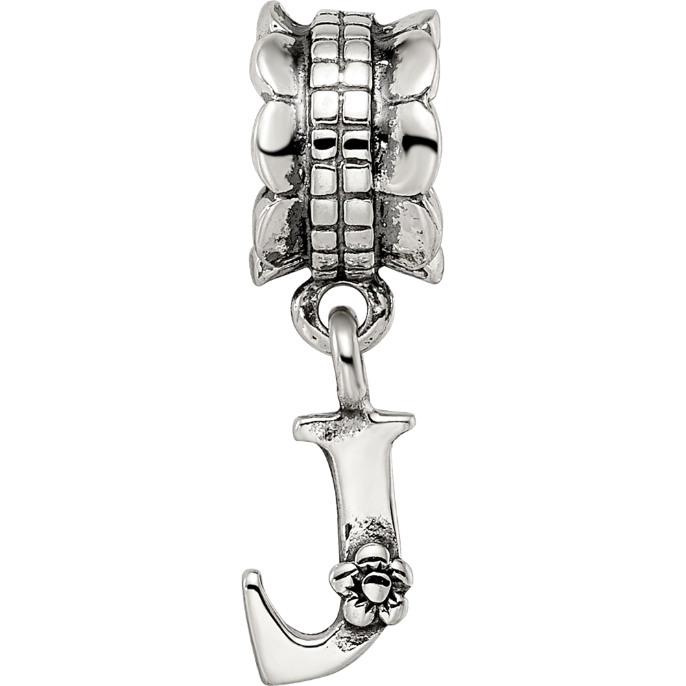 Sterling Silver Reflections Letter J Dangle Bead