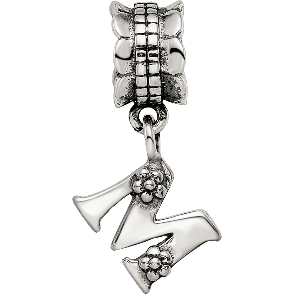 Sterling Silver Reflections Letter M Dangle Bead