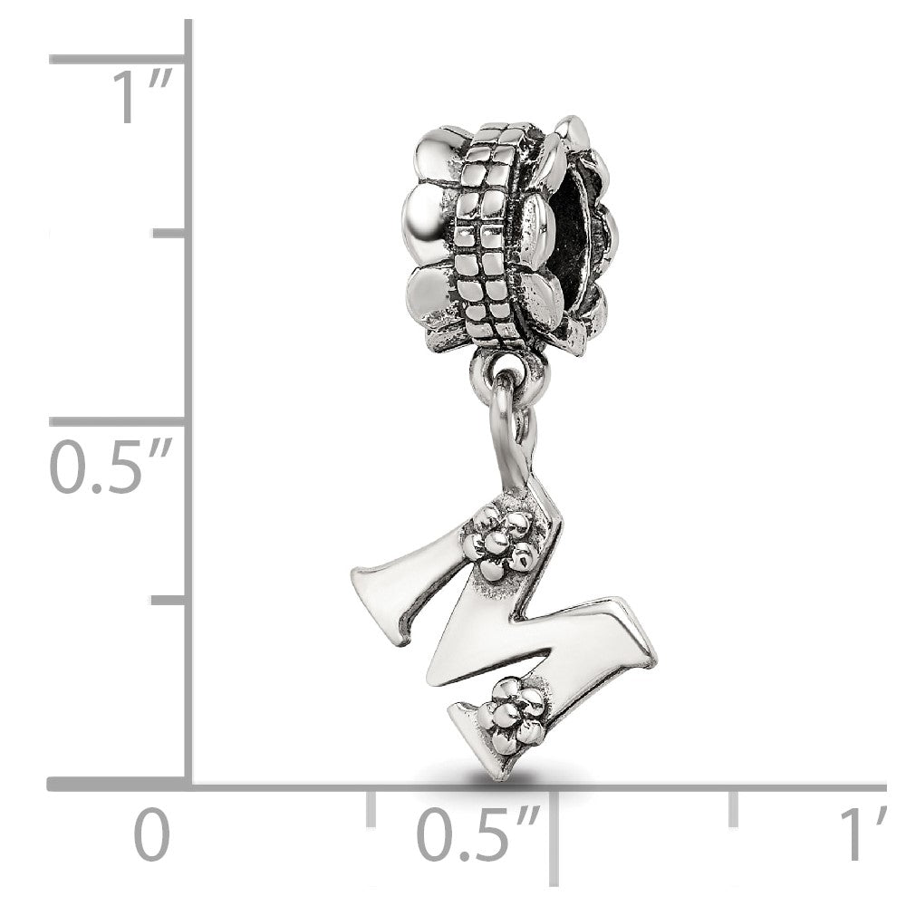 Sterling Silver Reflections Letter M Dangle Bead