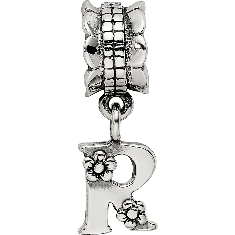 Sterling Silver Reflections Letter R Dangle Bead