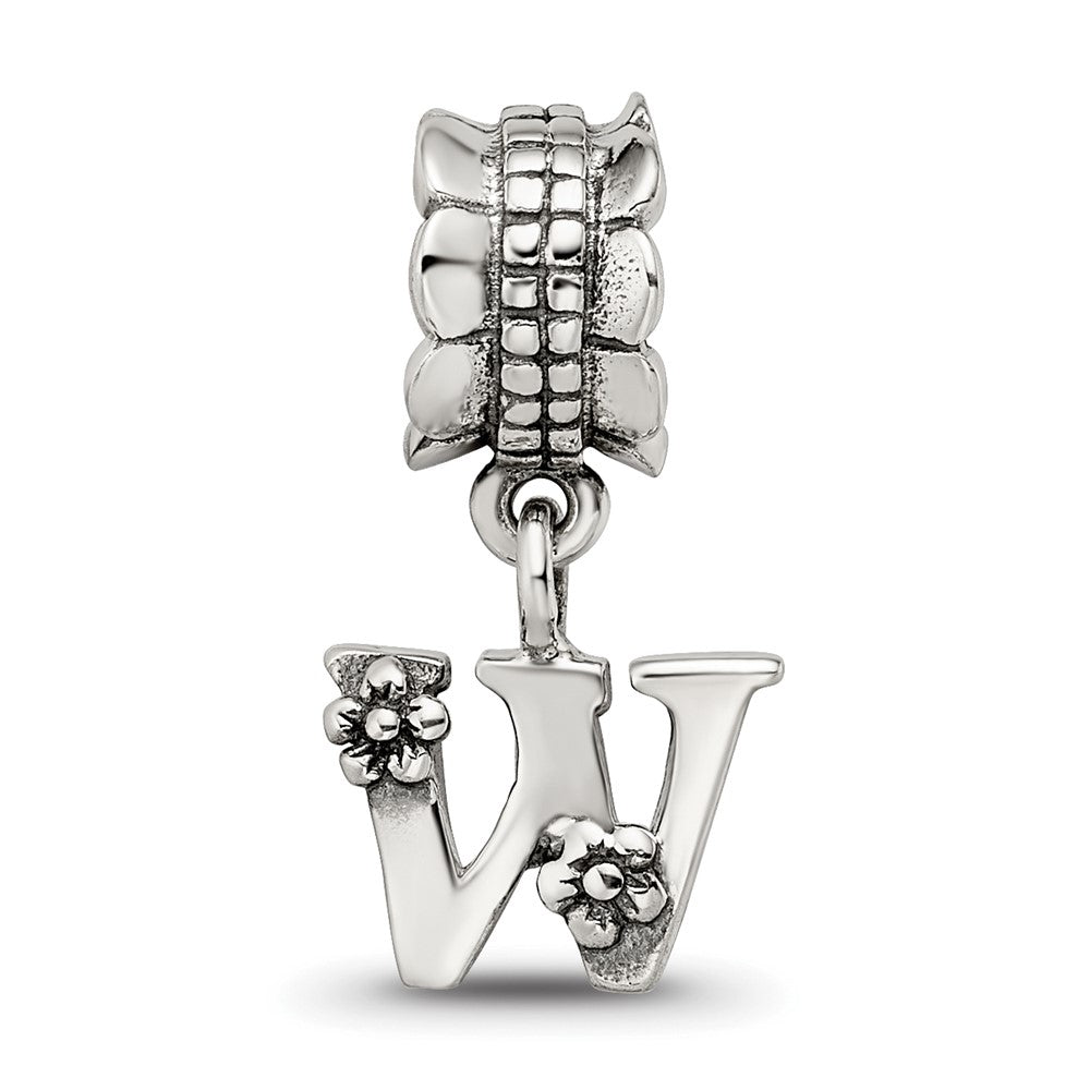 Sterling Silver Reflections Letter W Dangle Bead