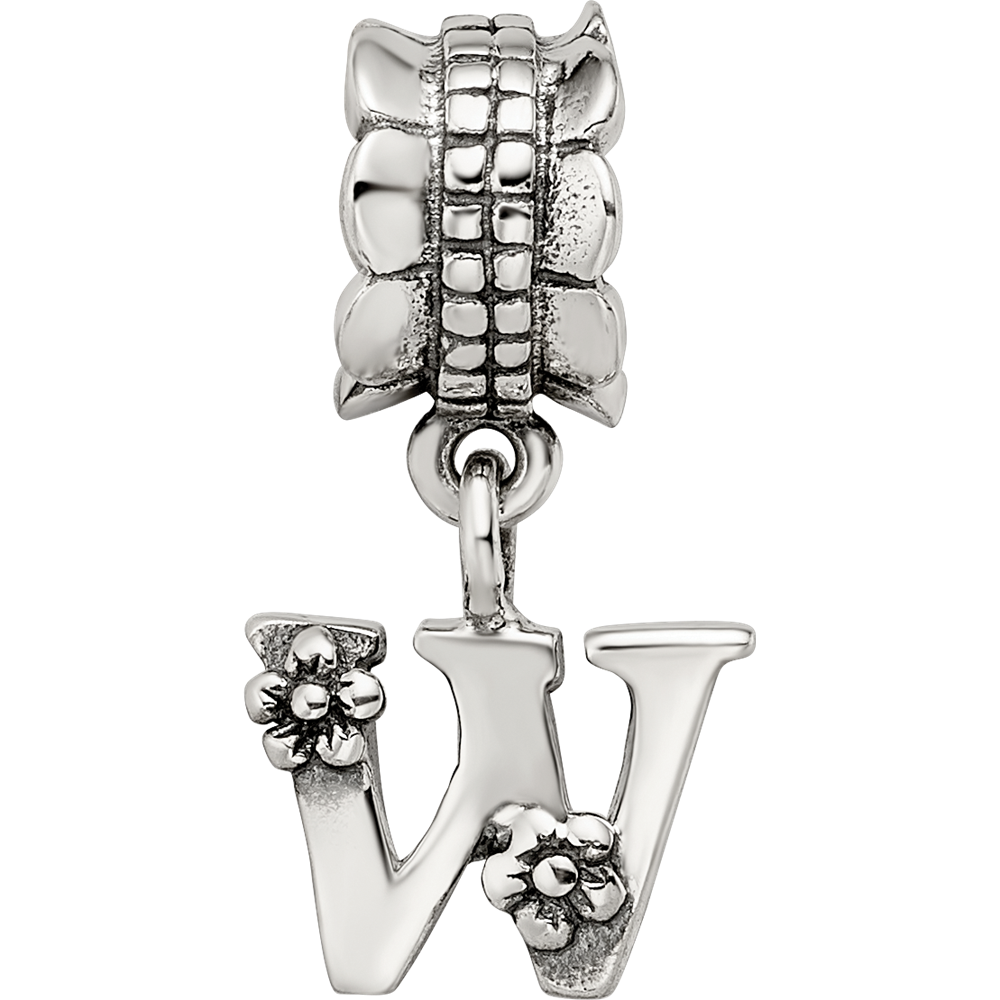 Sterling Silver Reflections Letter W Dangle Bead