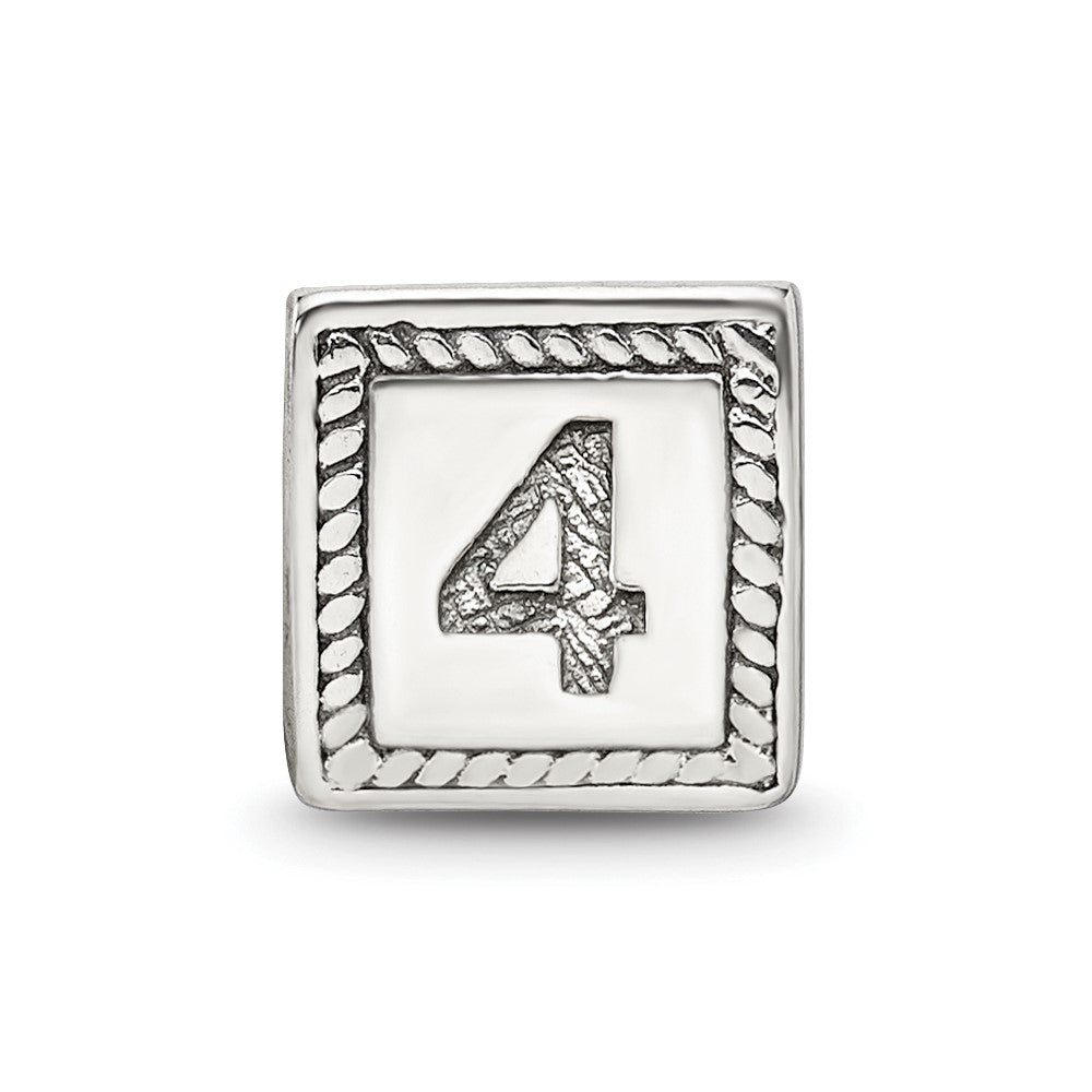 Sterling Silver Reflections Number 4 Triangle Block Bead