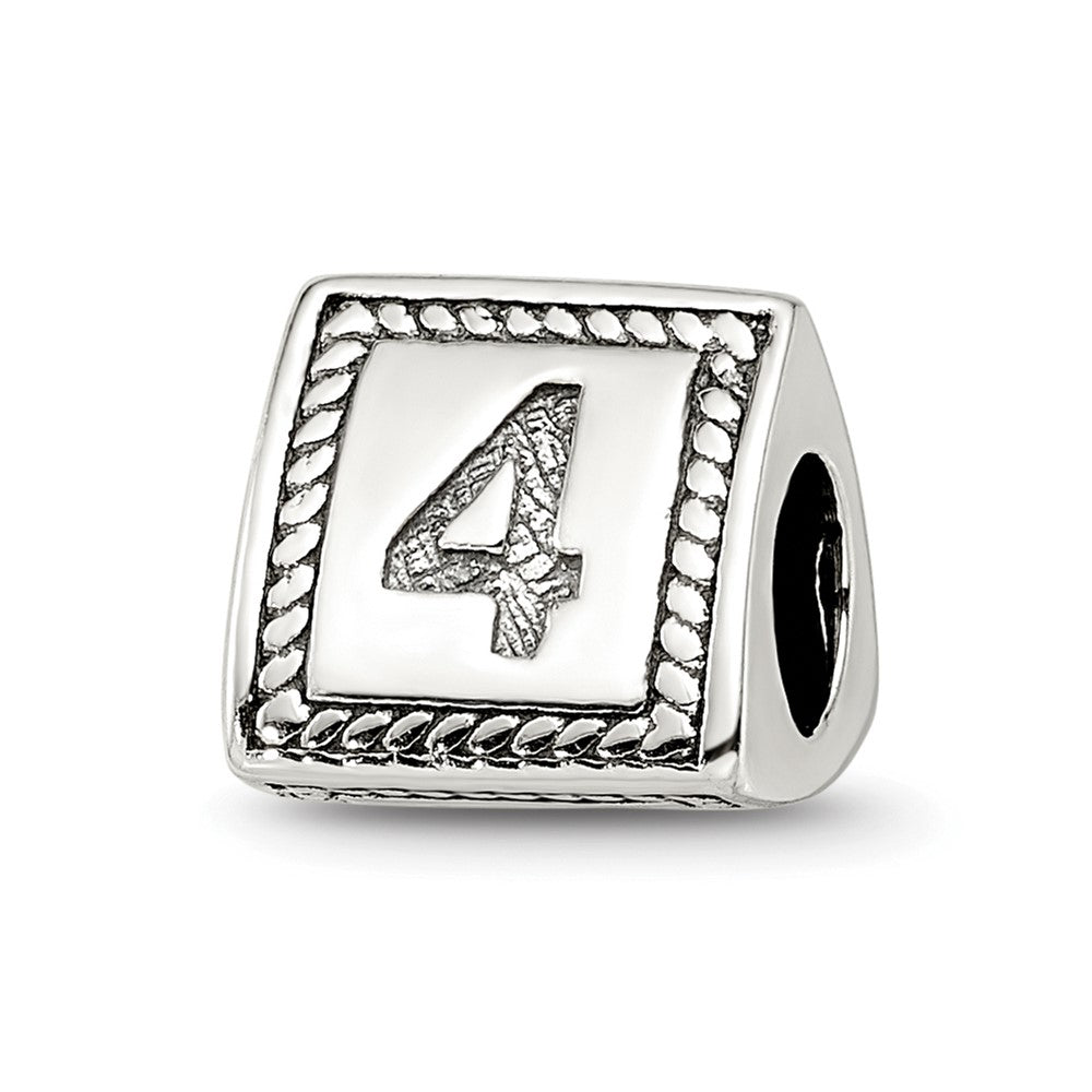 Sterling Silver Reflections Number 4 Triangle Block Bead