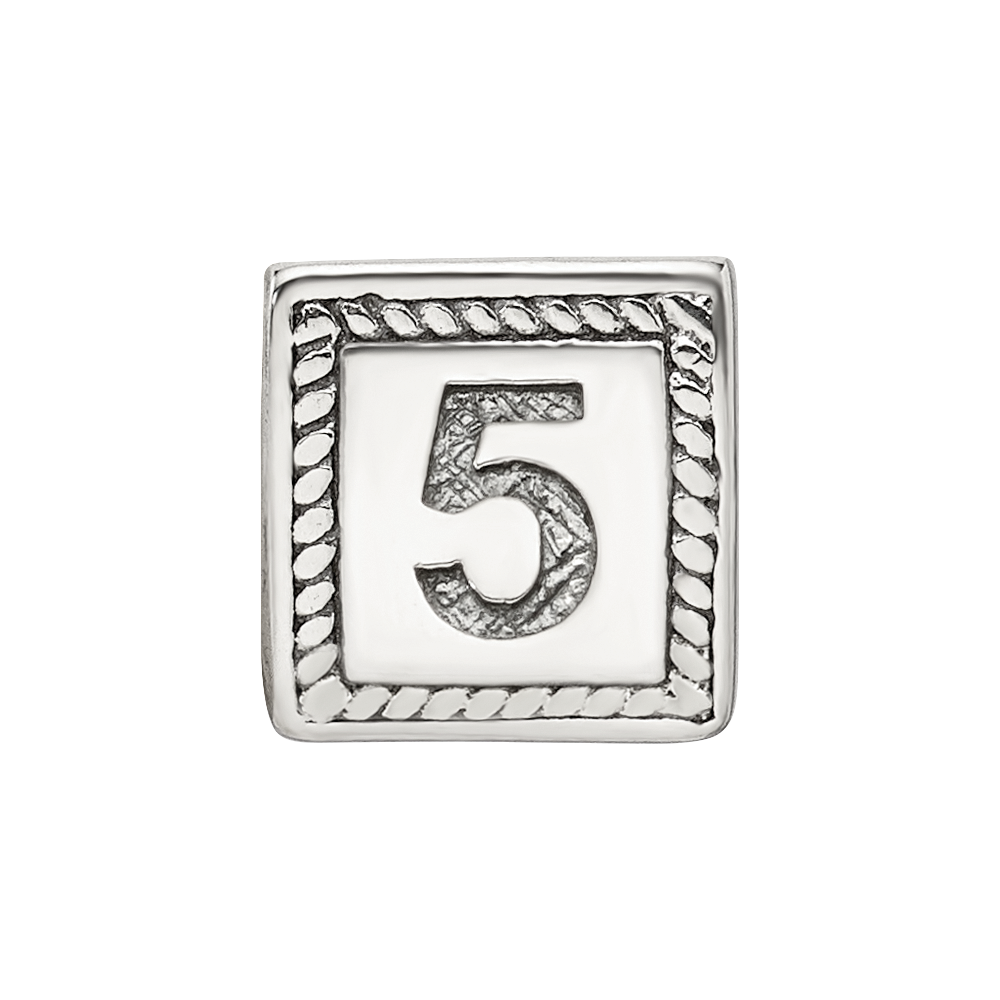 Sterling Silver Reflections Number 5 Triangle Block Bead