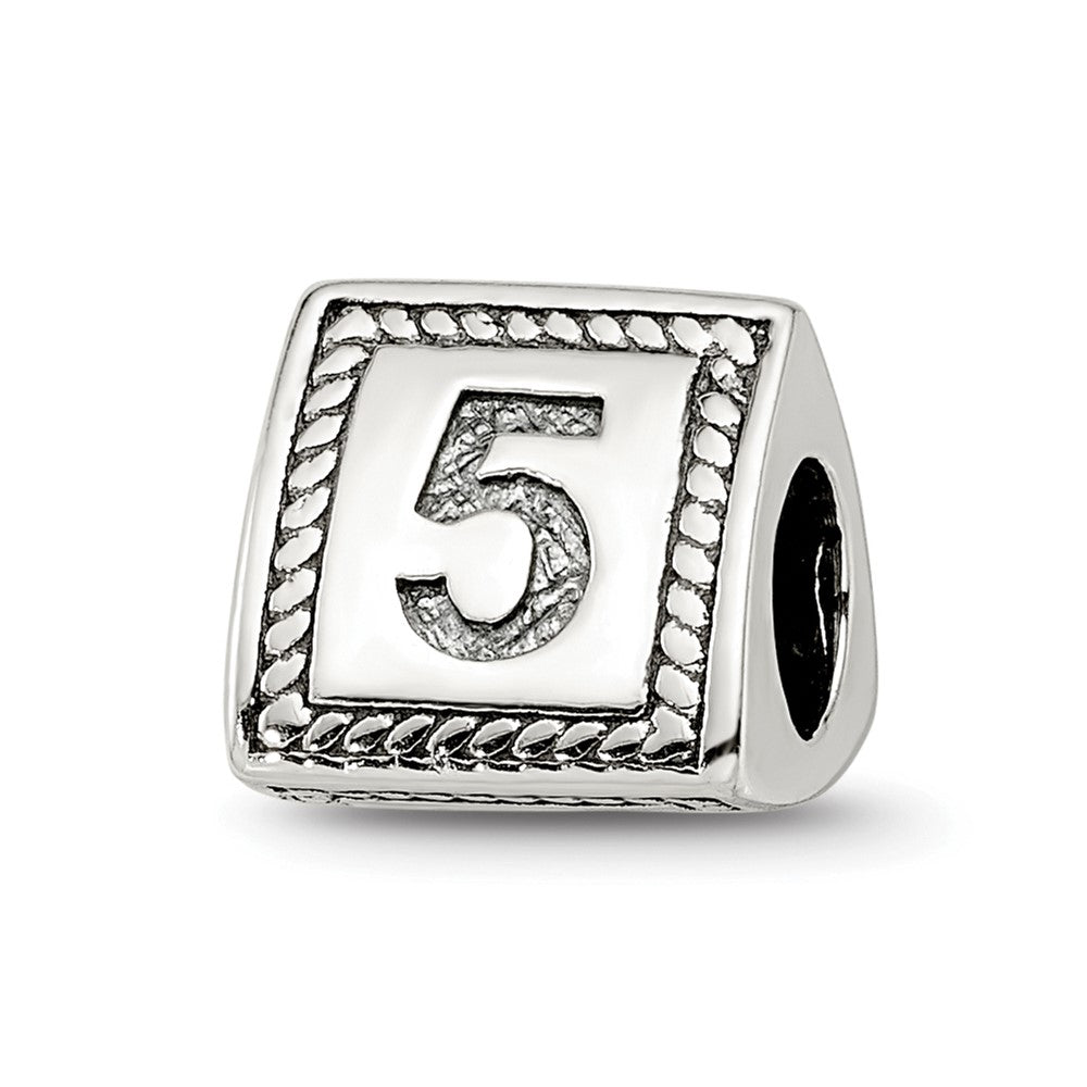 Sterling Silver Reflections Number 5 Triangle Block Bead