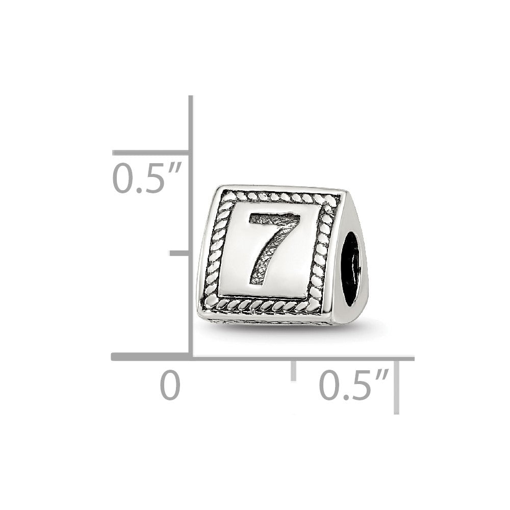 Sterling Silver Reflections Number 7 Triangle Block Bead