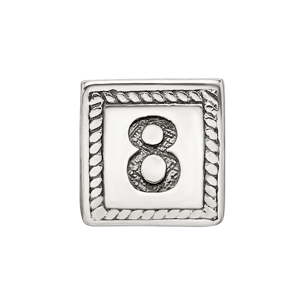 Sterling Silver Reflections Number 8 Triangle Block Bead