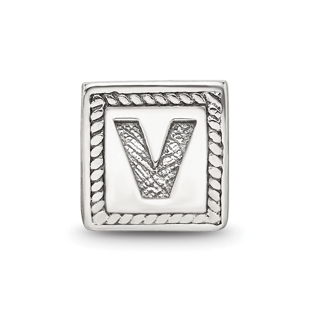 Sterling Silver Reflections Letter V Triangle Block Bead