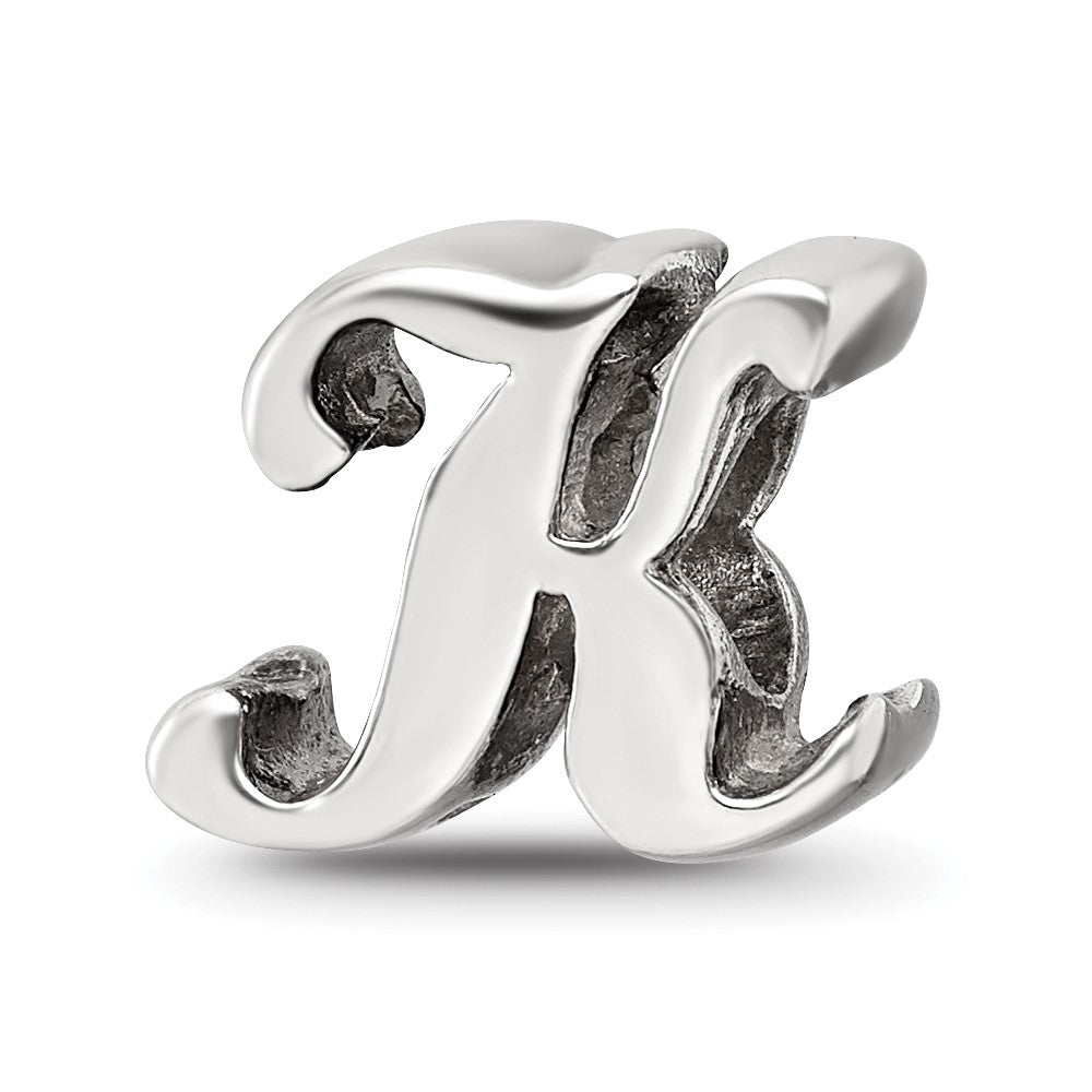 Sterling Silver Reflections Letter K Script Bead