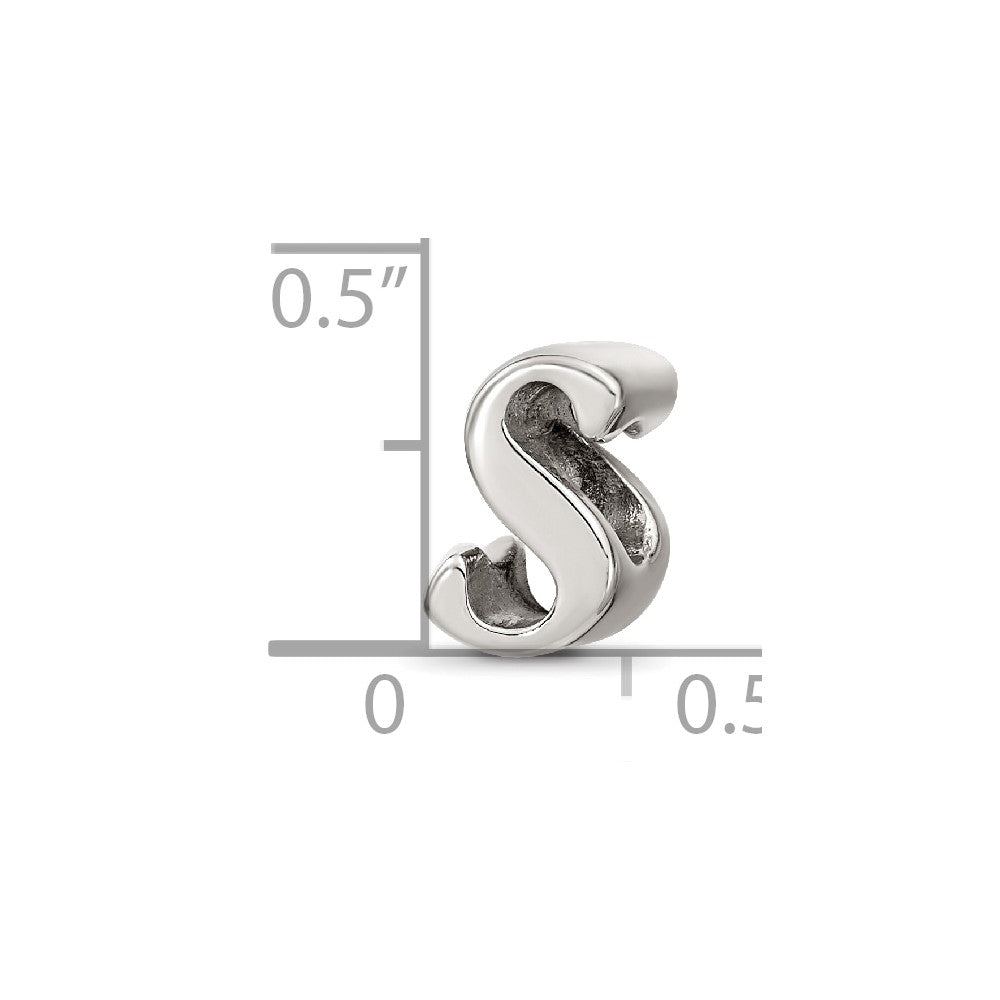 Sterling Silver Reflections Letter S Script Bead