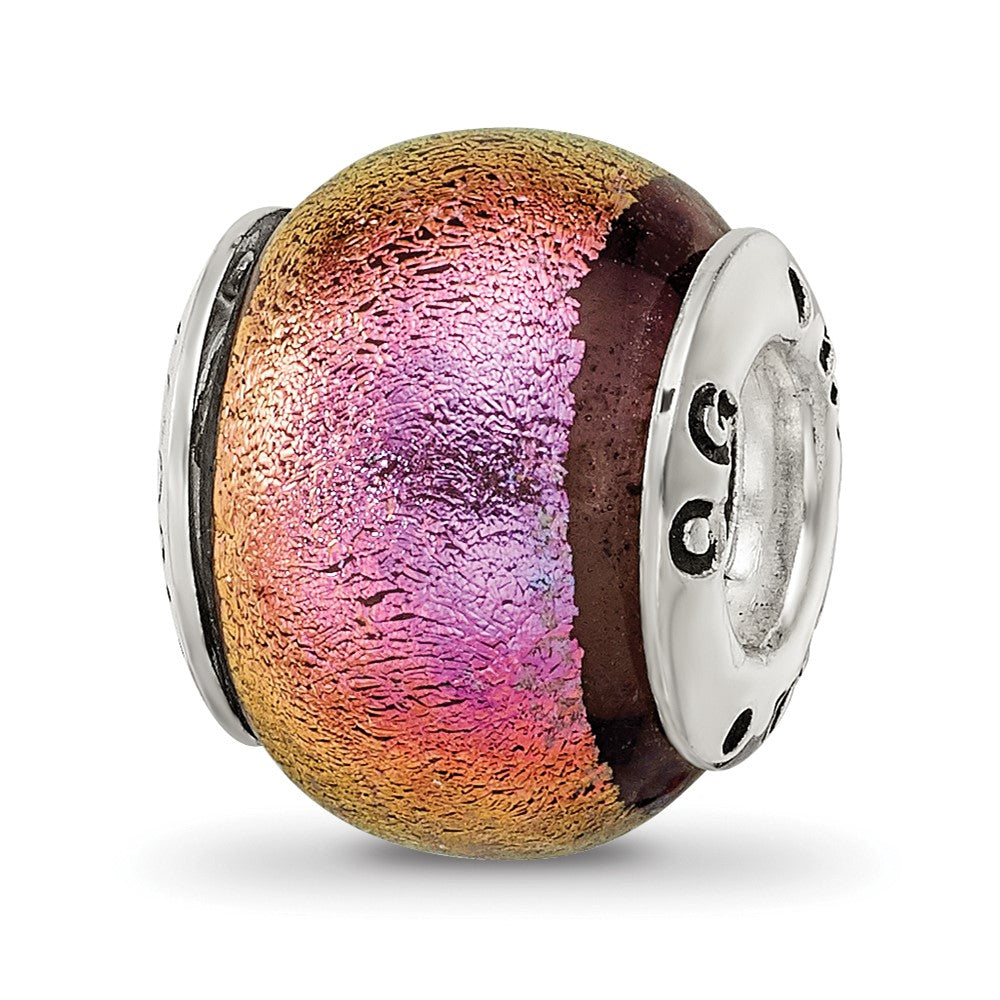 Sterling Silver Reflections Pink Dichroic Glass Bead
