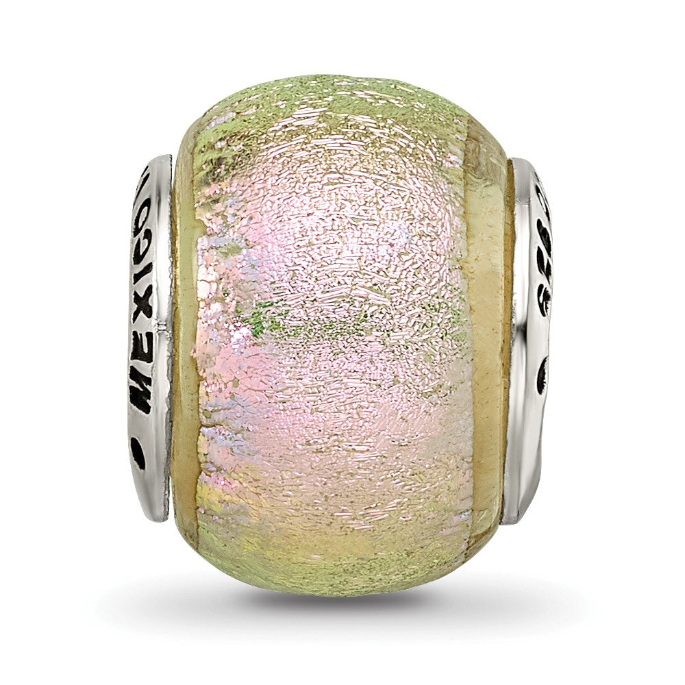 Sterling Silver Reflections Pink Dichroic Glass Bead