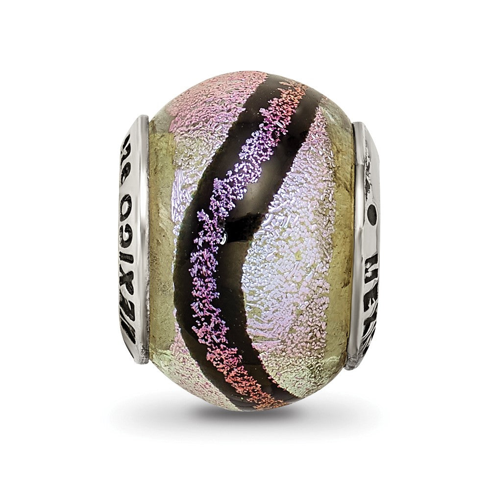 Sterling Silver Reflections Purple Dichroic Glass Bead