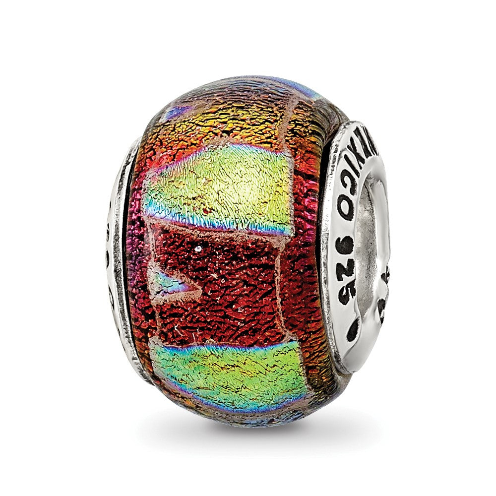 Sterling Silver Reflections Orange Dichroic Glass Bead