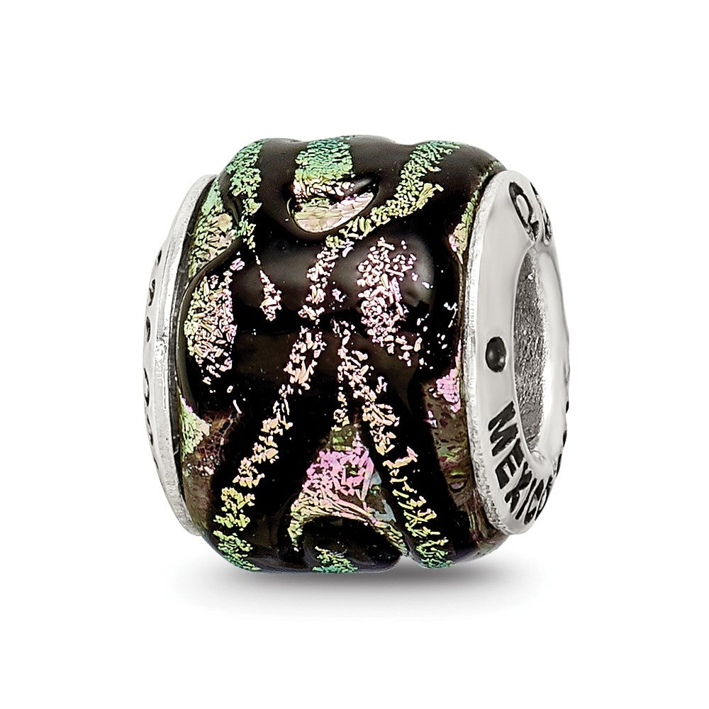 Sterling Silver Reflections Pink Dichroic Glass Bead