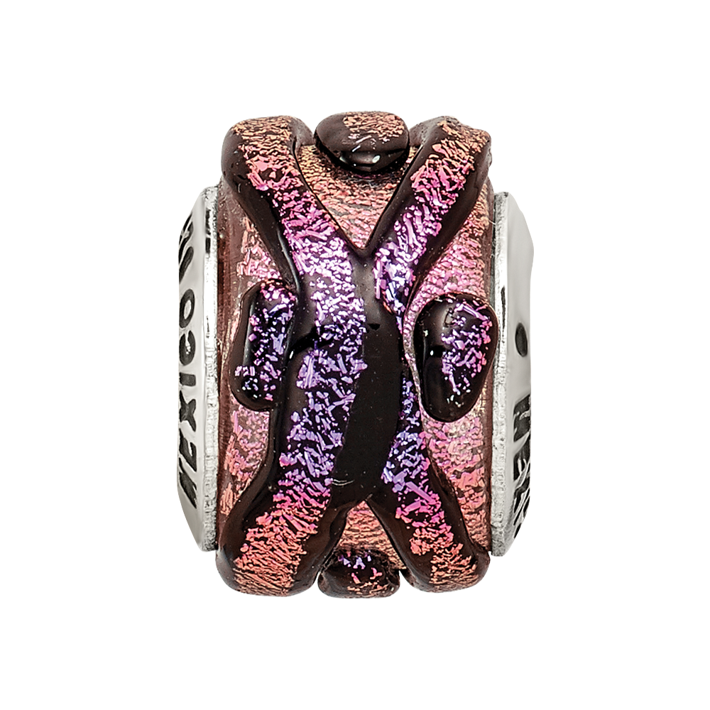 Sterling Silver Reflections Purple Dichroic Glass Bead
