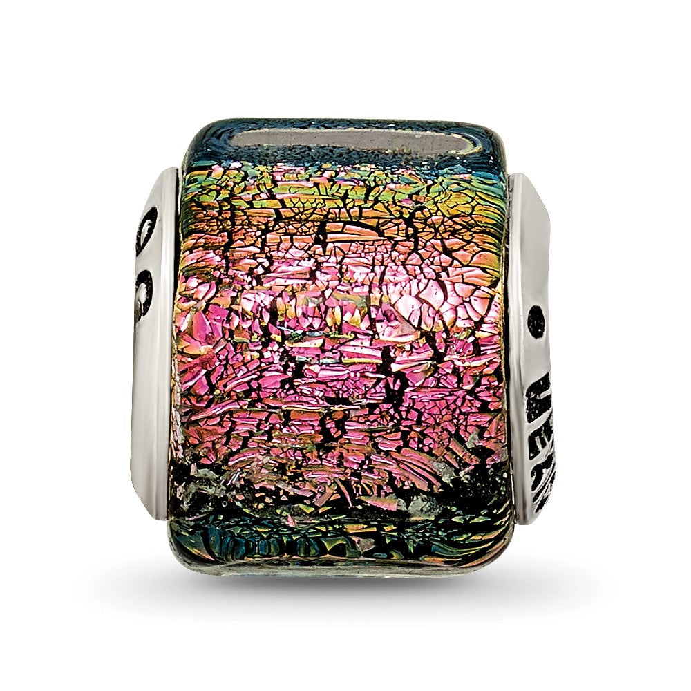 Sterling Silver Reflections Purple/Pink/Green Dichroic Glass Bead