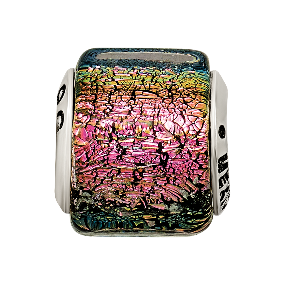 Sterling Silver Reflections Purple/Pink/Green Dichroic Glass Bead