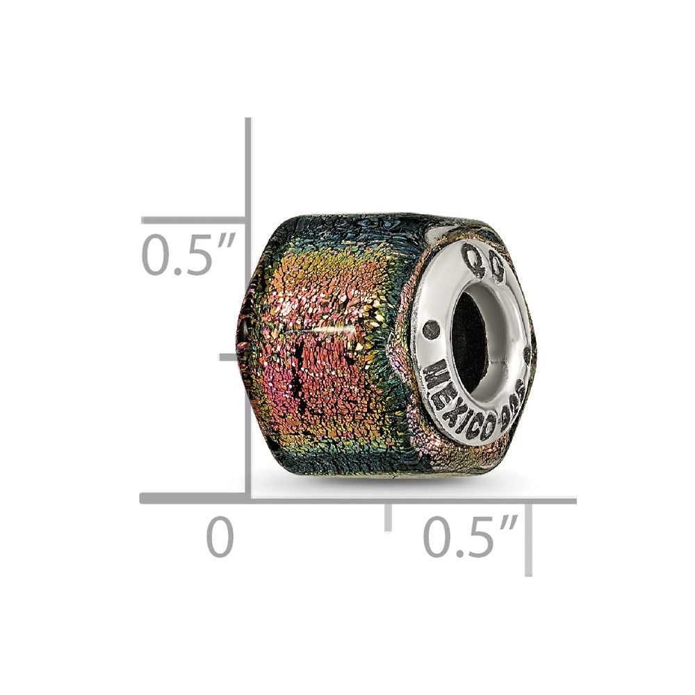 Sterling Silver Reflections Purple/Pink/Green Dichroic Glass Bead