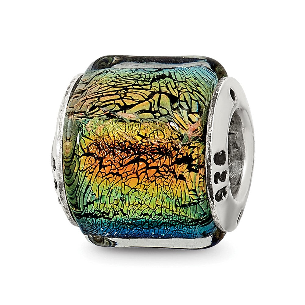 Sterling Silver Reflections Rainbow Dichroic Glass Bead