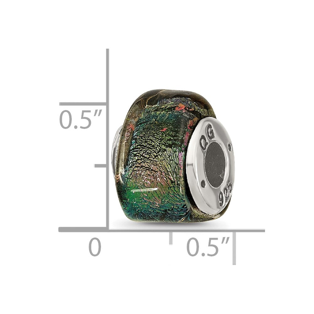 Sterling Silver Reflections Rainbow Dichroic Glass Triangle Bead